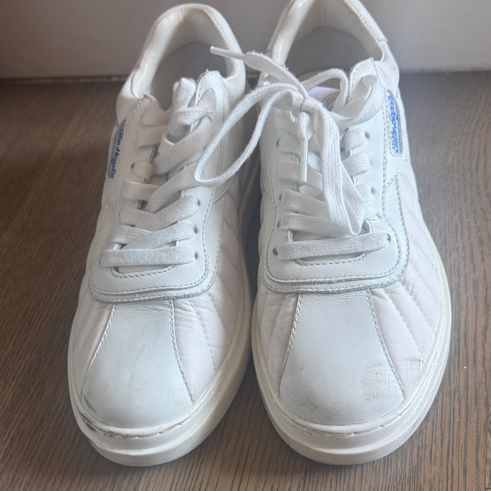 Palm Angels White Sneakers With Blue Detail View 4